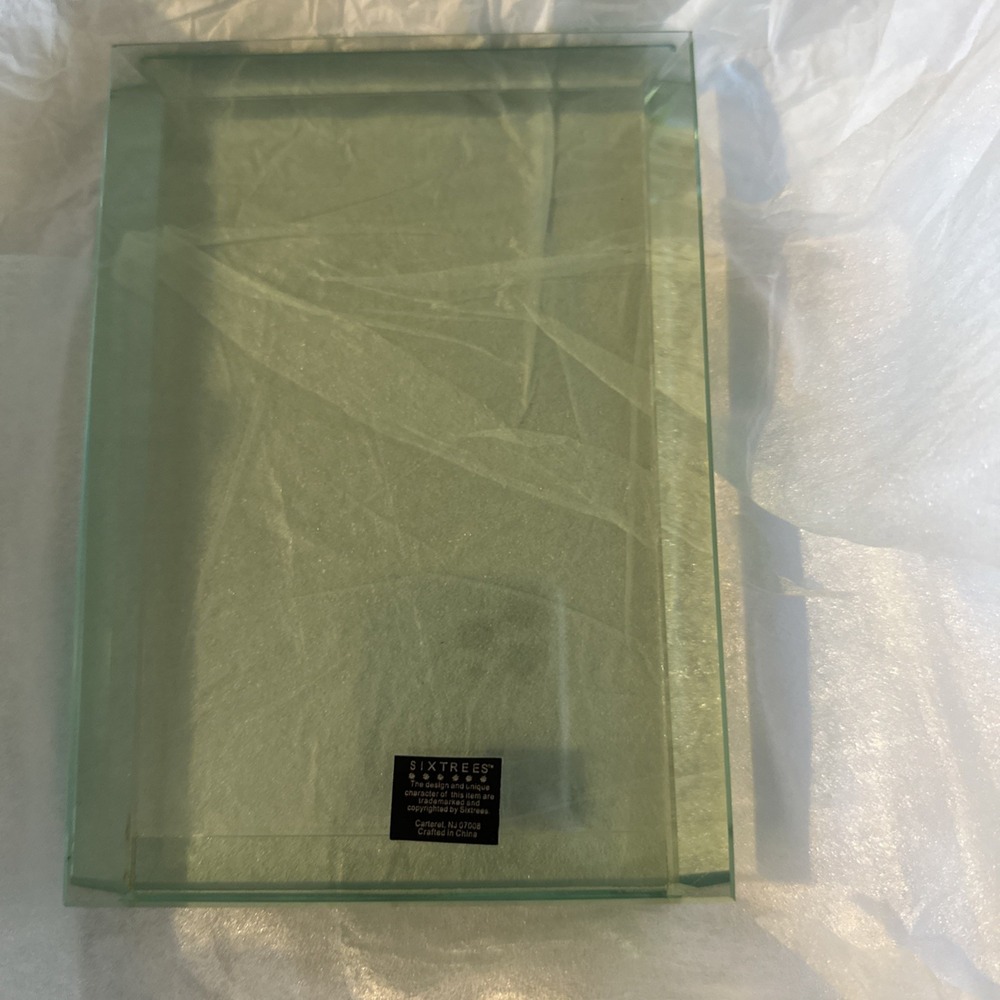 Sixtrees Glass Photo Frame 5 x 7 Freestanding Thick Block Modern Clear